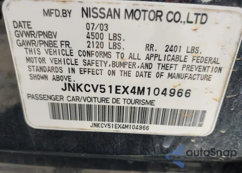 2004 Infiniti G35 из США, поврежденный, VIN JNKCV51EX4M104966